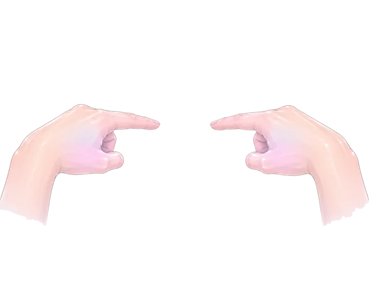 Watercolour illustration of two hands pointing toward each other